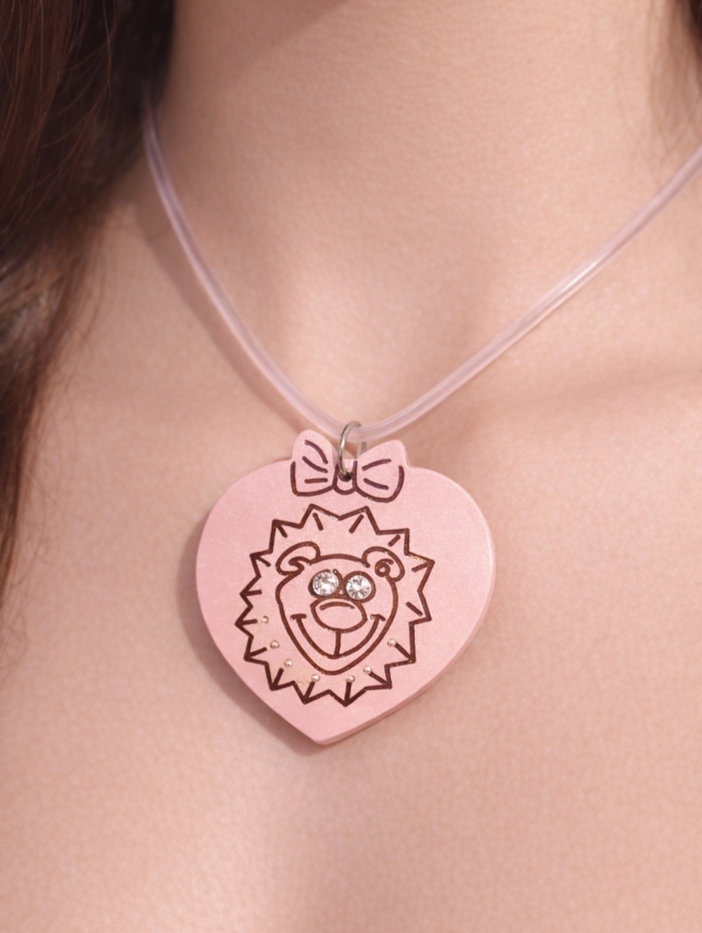 Leo (Lion) July 23–August 22 Pink Zodiac Pendant Rubber Cord Necklace Jewelry